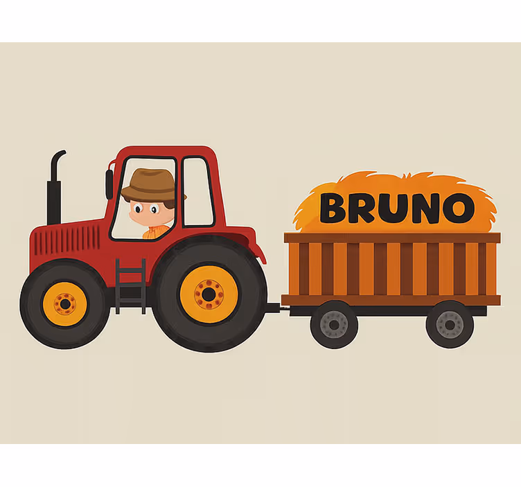 Estore de rolo infantil design de trator com nome - TenStickers