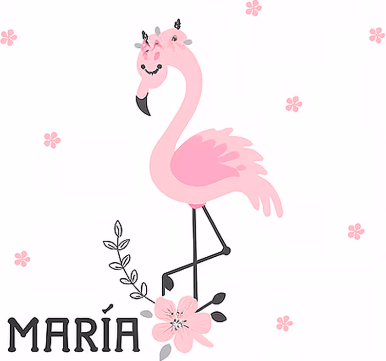 Estore de rolo infantil flamenco rosa com nome - TenStickers