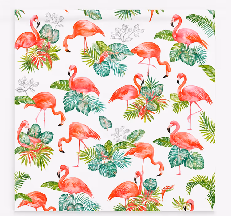 Estore de rolo para cozinha padrão tropical de flamingo - TenStickers