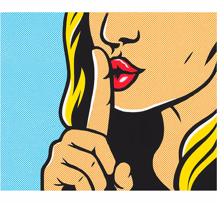 Estore de rolo juvenil garota da pop art fazendo silêncio - TenStickers