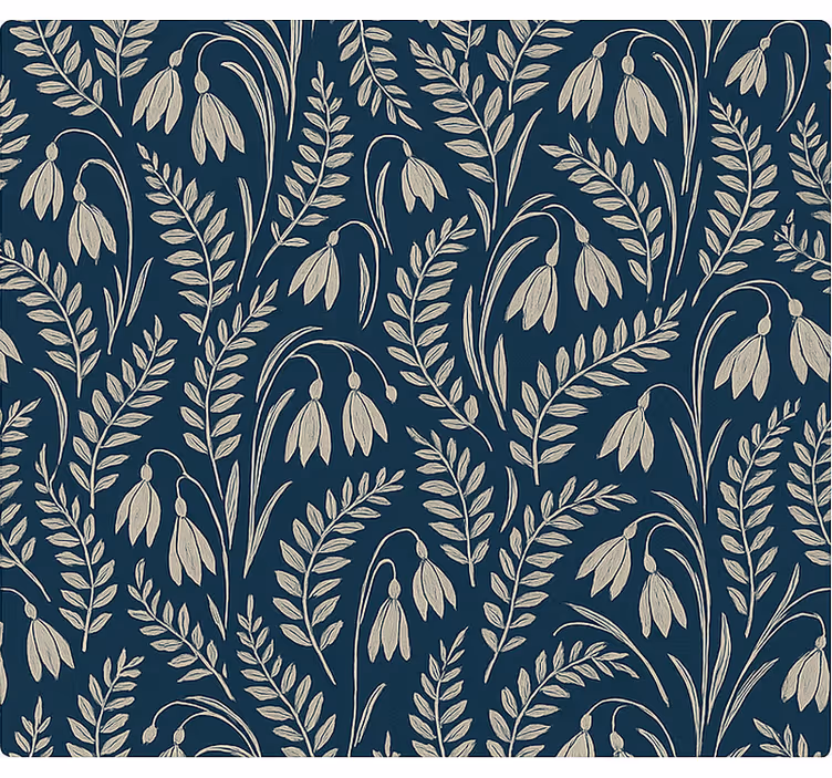 Estore de rolo nórdico flores de floco de neve bege azul - TenStickers