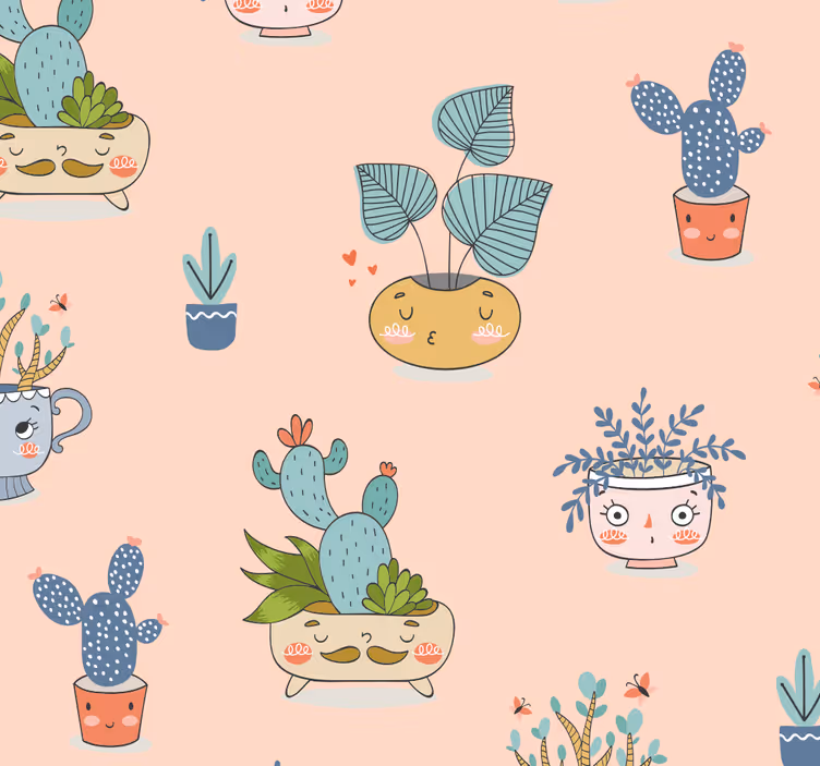 Estore de rolo sala de jantar vasos de plantas animados - TenStickers