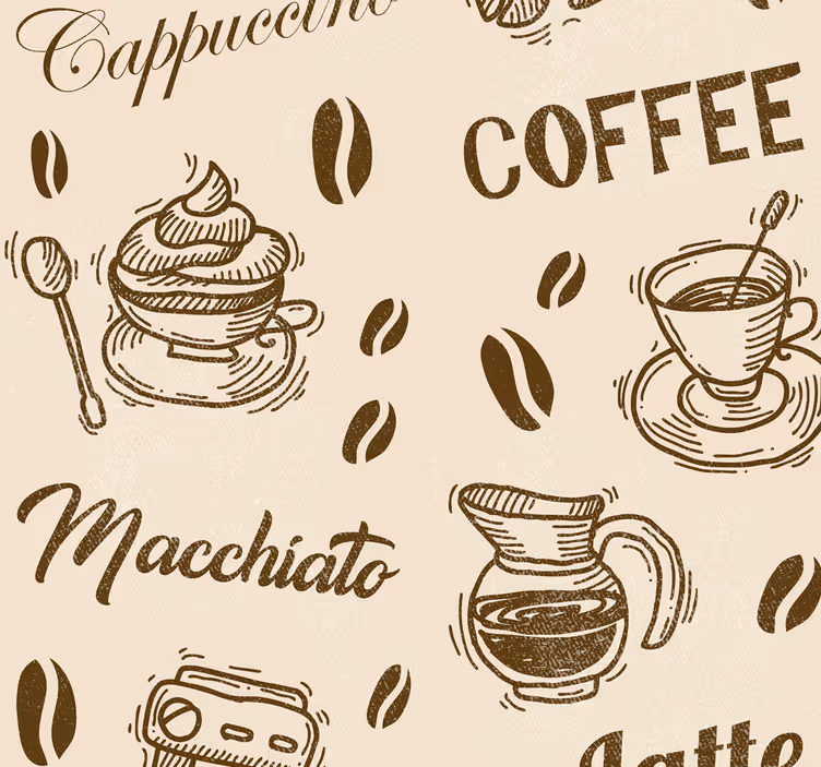 Estore de rolo para cozinha com design de variedades de café - TenStickers