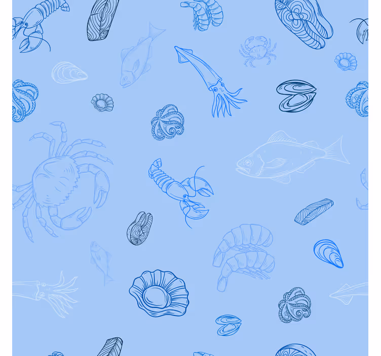 Estore de rolo para cozinha com estampa de frutos do mar - TenStickers
