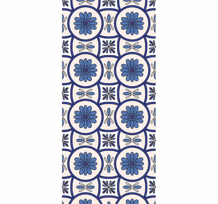 Estore de rolo para cozinha azulejo português flor azul - TenStickers