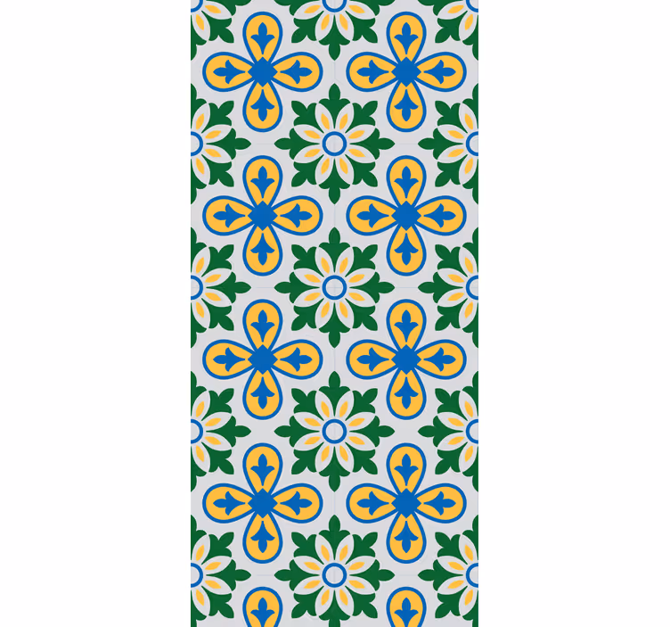 Estore de rolo para cozinha azulejo português azul e amarelo - TenStickers