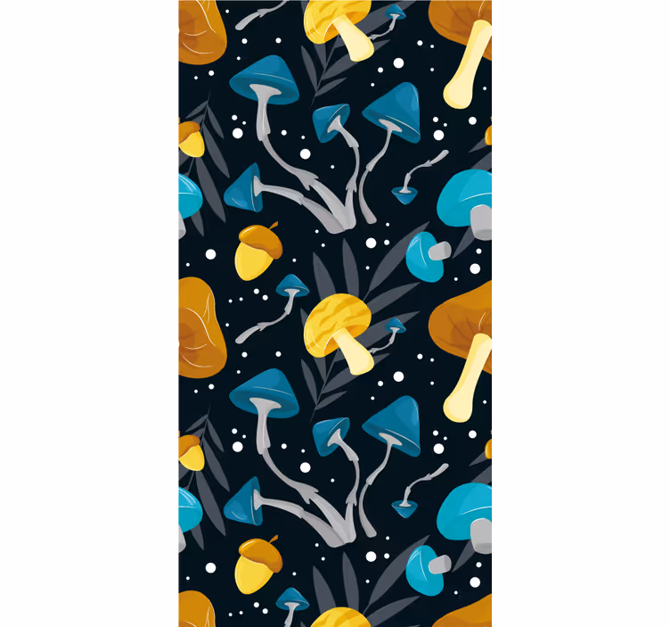 Estore de rolo para cozinha padrão cogumelos azul e amarelo - TenStickers