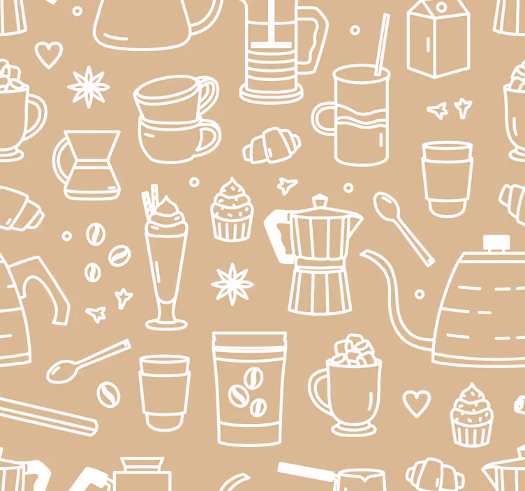 Estore de rolo para cozinha com estampa de xícaras e copos - TenStickers