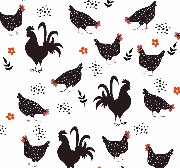 Estore de rolo para cozinha galo preto e branco - TenStickers