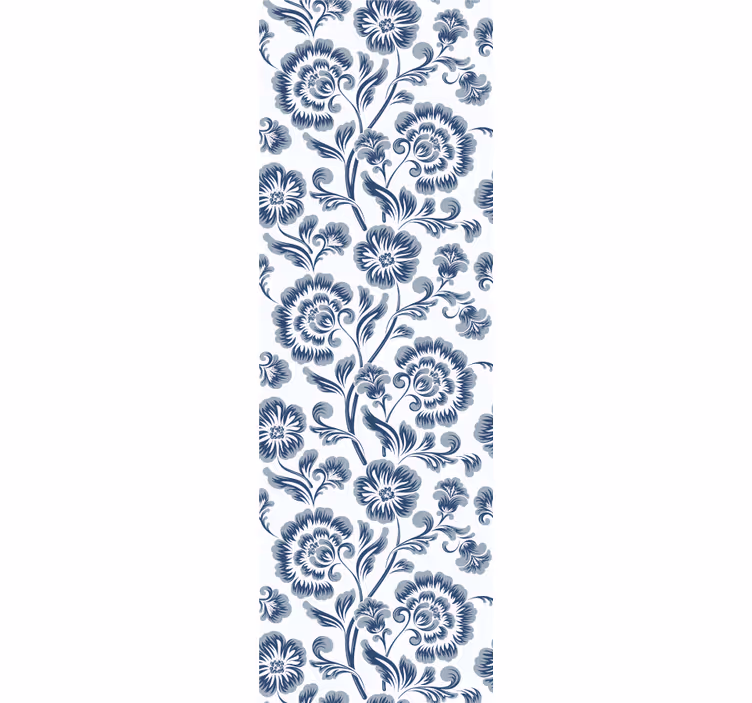 Estore de rolo sala de jantar padrão flores azuis - TenStickers