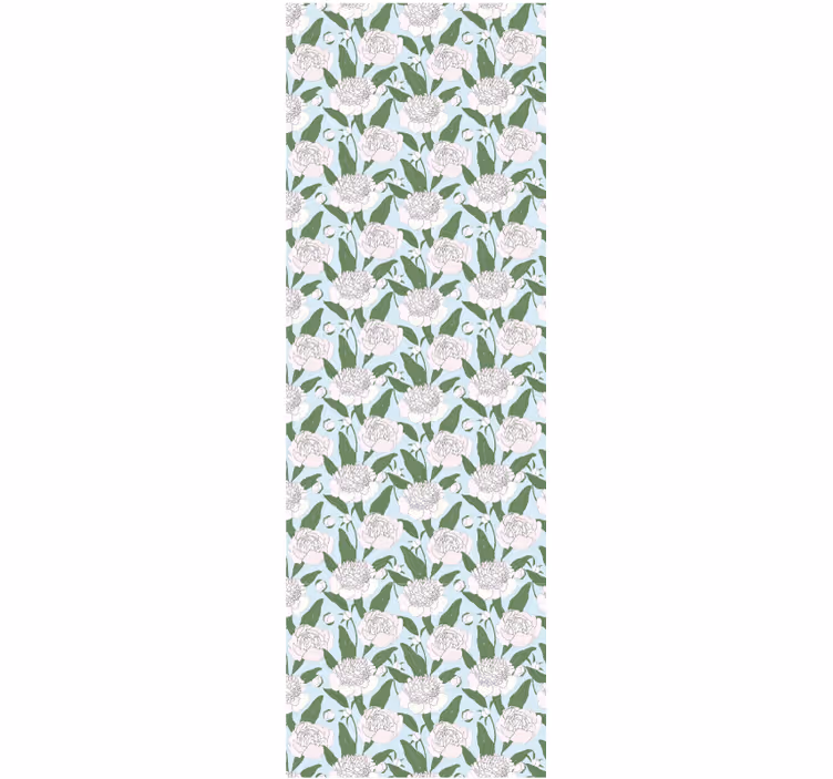Estore de rolo sala de jantar padrão flores brancas - TenStickers