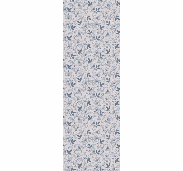 Estore de rolo sala de jantar padrão floral azul hamptons - TenStickers