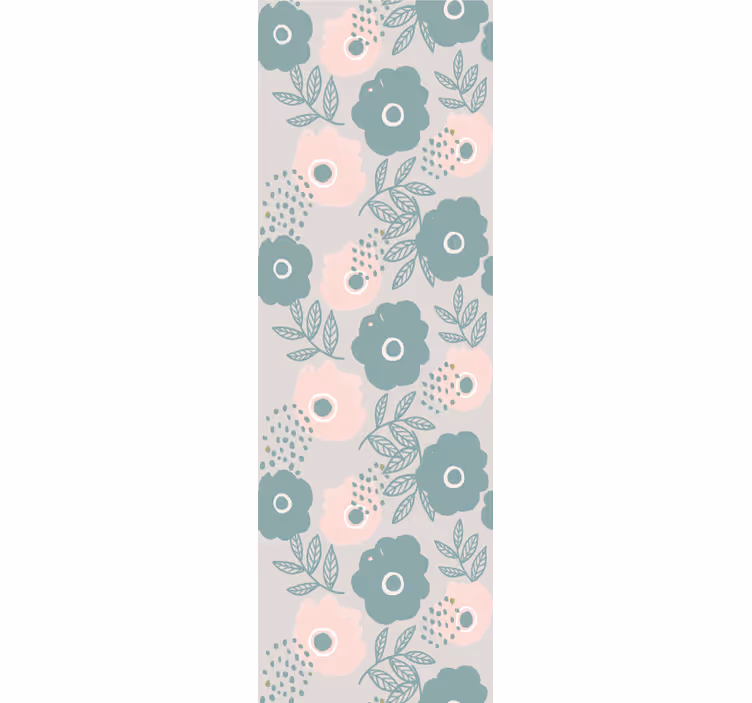 Estore de rolo sala de jantar flores aquareladas rosa e azul - TenStickers