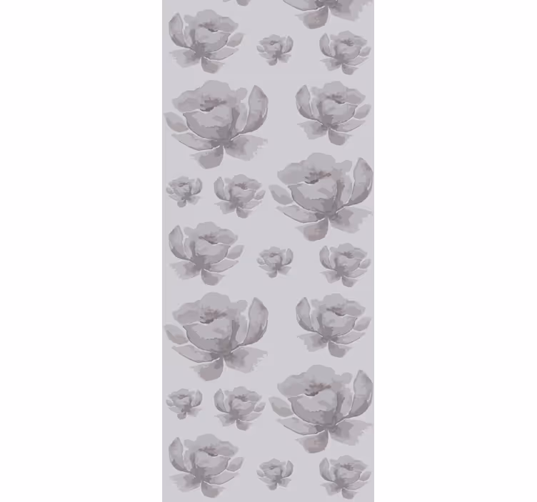 Estore de rolo sala de jantar padrão floral cinza anos 80 - TenStickers
