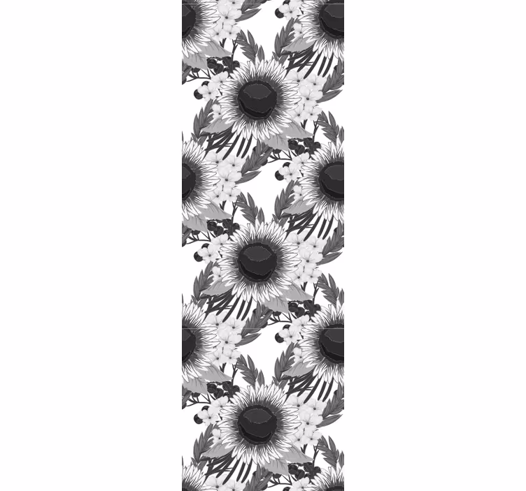 Estore de rolo sala de jantar girassóis preto e branco - TenStickers
