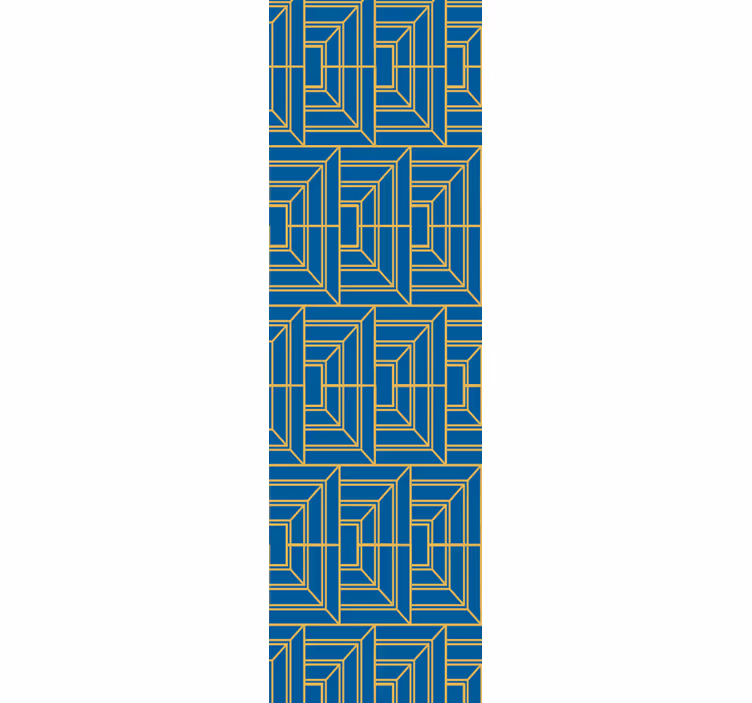 Estore de rolo sala de jantar linhas douradas em fundo azul - TenStickers