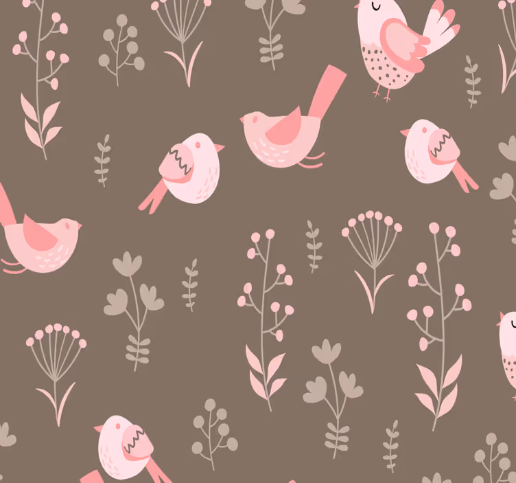Estore de rolo sala de jantar pássaros rosa vintage - TenStickers