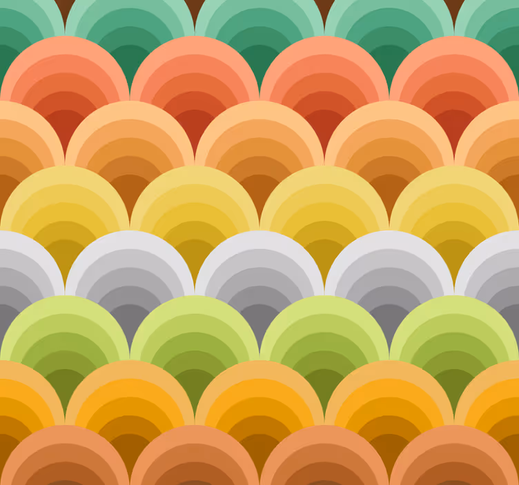 Estore de rolo sala de jantar vintage com círculos laranja - TenStickers