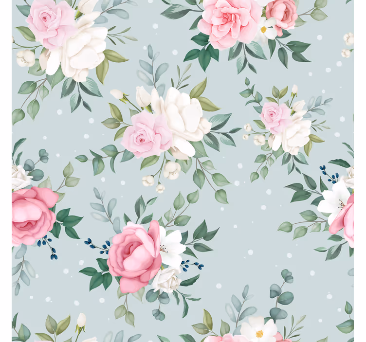 Estore de rolo sala de jantar floral azul e rosa - TenStickers