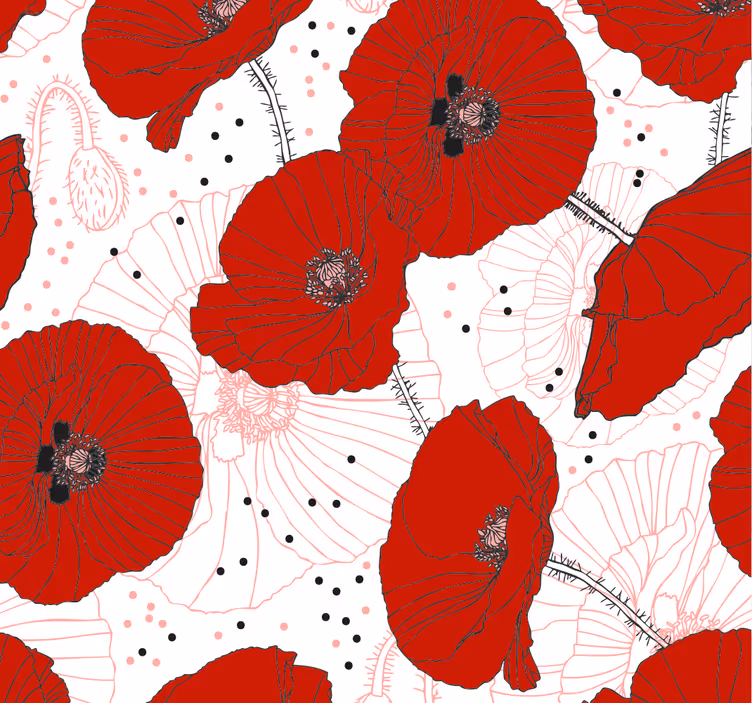 Estore de rolo sala de jantar com flores vermelhas - TenStickers