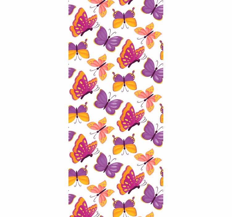 Estore de rolo juvenil padrão de borboleta amarelo e rosa - TenStickers