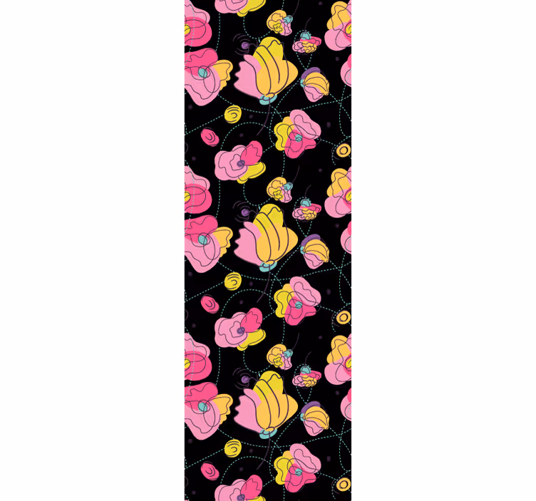 Estore de rolo juvenil padrão floral neon - TenStickers