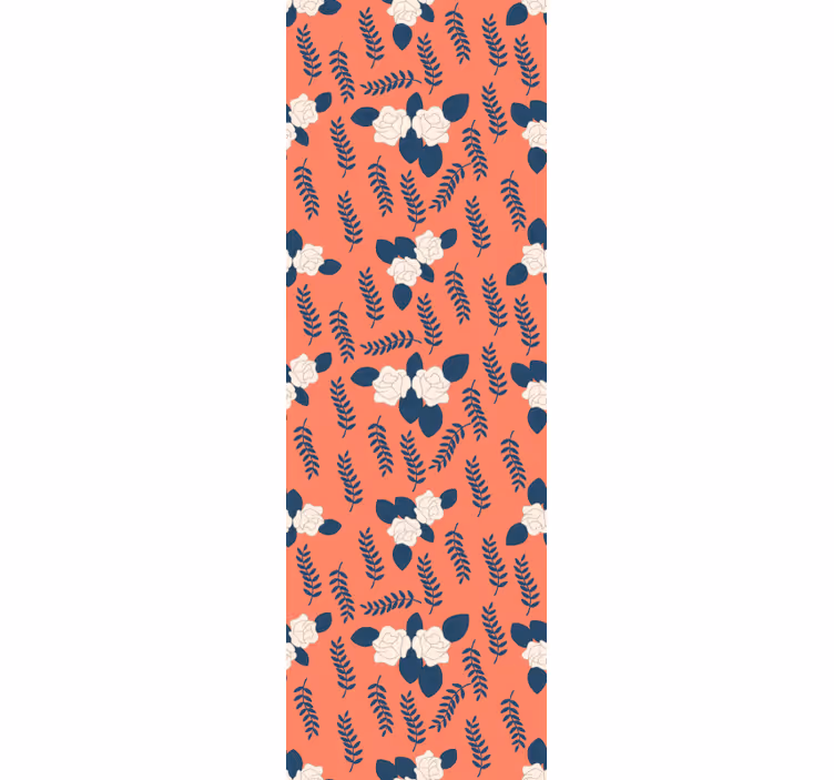 Estore de rolo juvenil padrão de flores rosa laranja - TenStickers