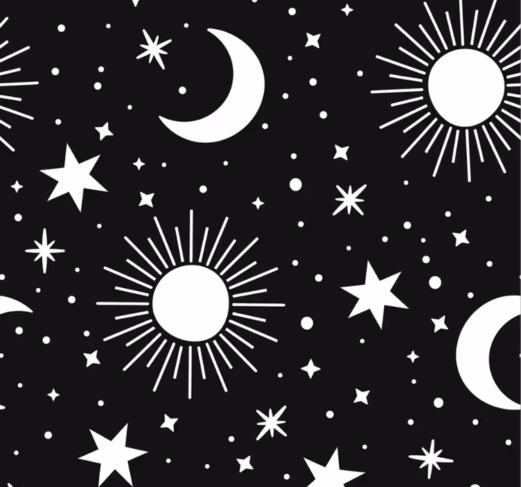 Estore de rolo juvenil estrelas e luas brancas - TenStickers