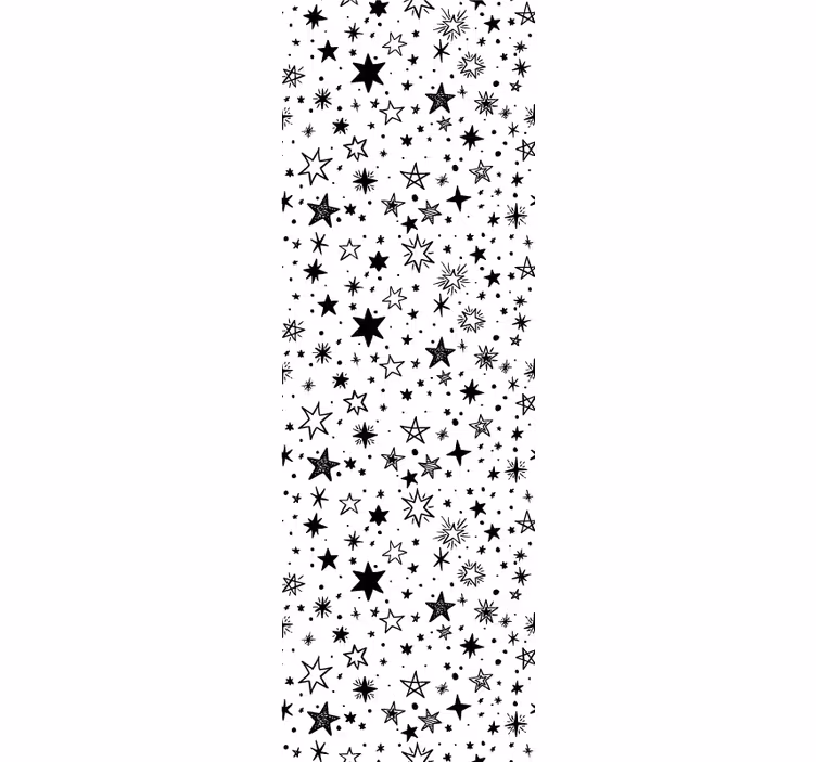 Estore de rolo juvenil padrão estrelas pretas fundo branco - TenStickers
