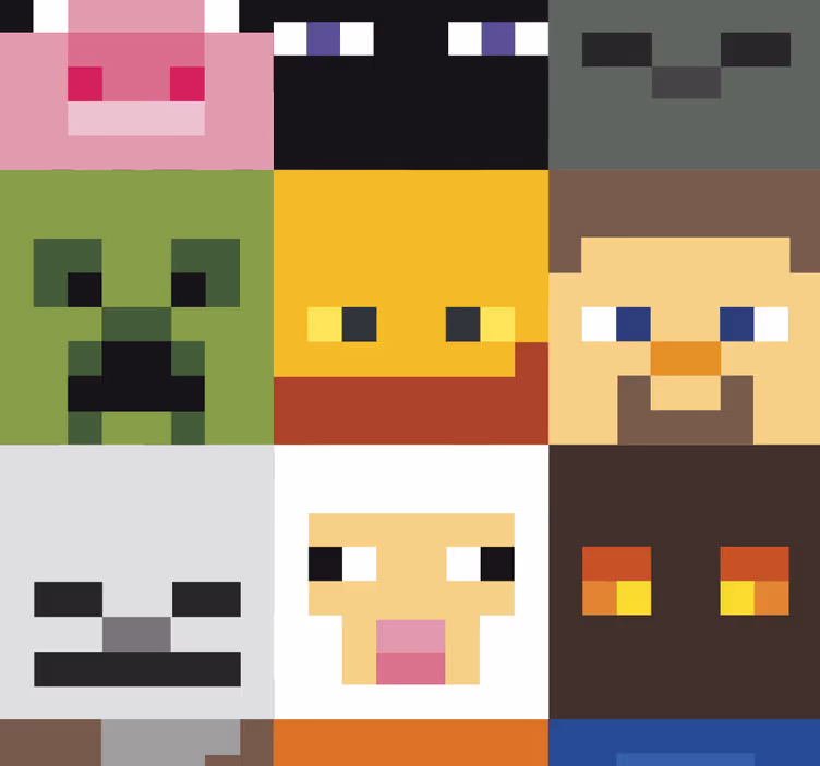 Estore de rolo juvenil com rostos pixelados de games - TenStickers