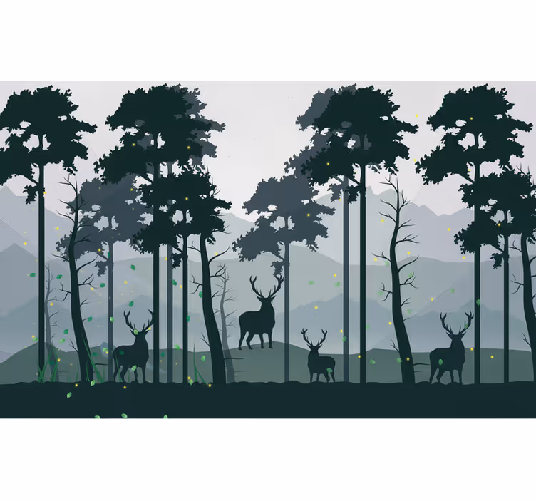Estore de rolo para cozinha silhueta floresta escandinava - TenStickers