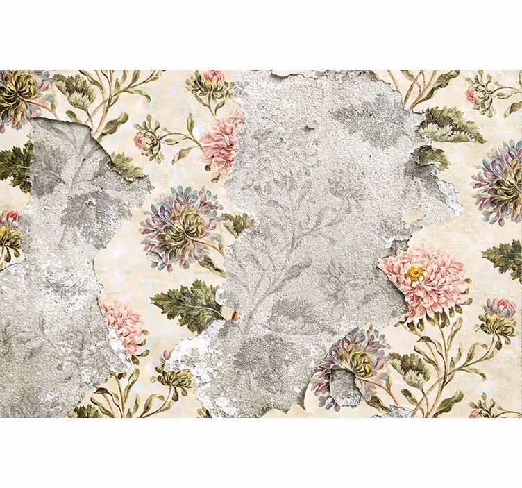 Estore de rolo para cozinha flores vintage fundo bege - TenStickers