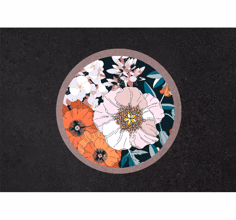Estore de rolo para cozinha flores de cachorro em círculo - TenStickers