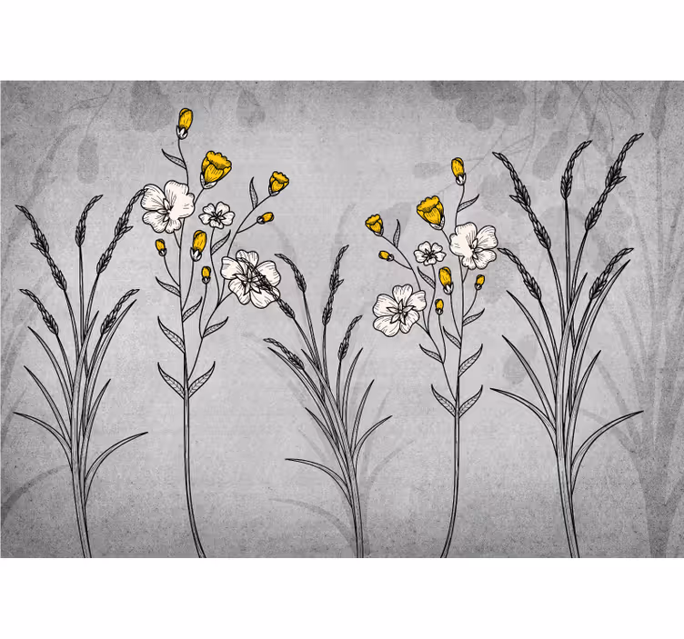 Estore de rolo para cozinha plantas cinzas escandinavas - TenStickers