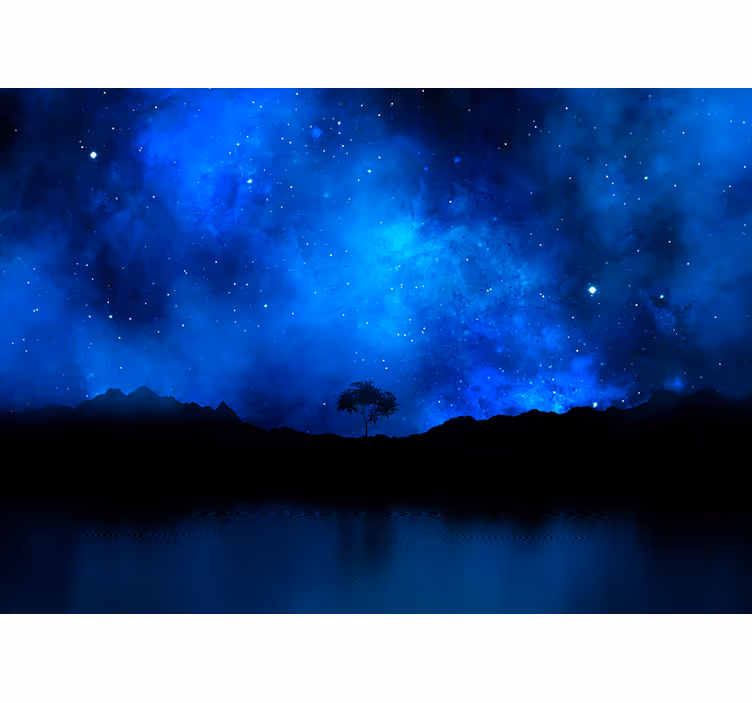 Estore de rolo azul cena de nebulosa estelar - TenStickers