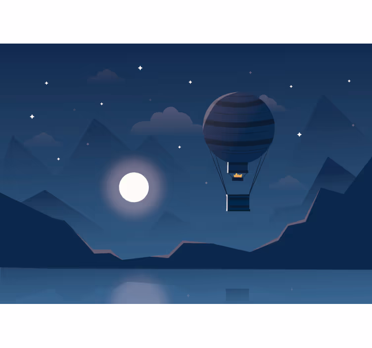 Estore de rolo azul aventura noturna de balões - TenStickers