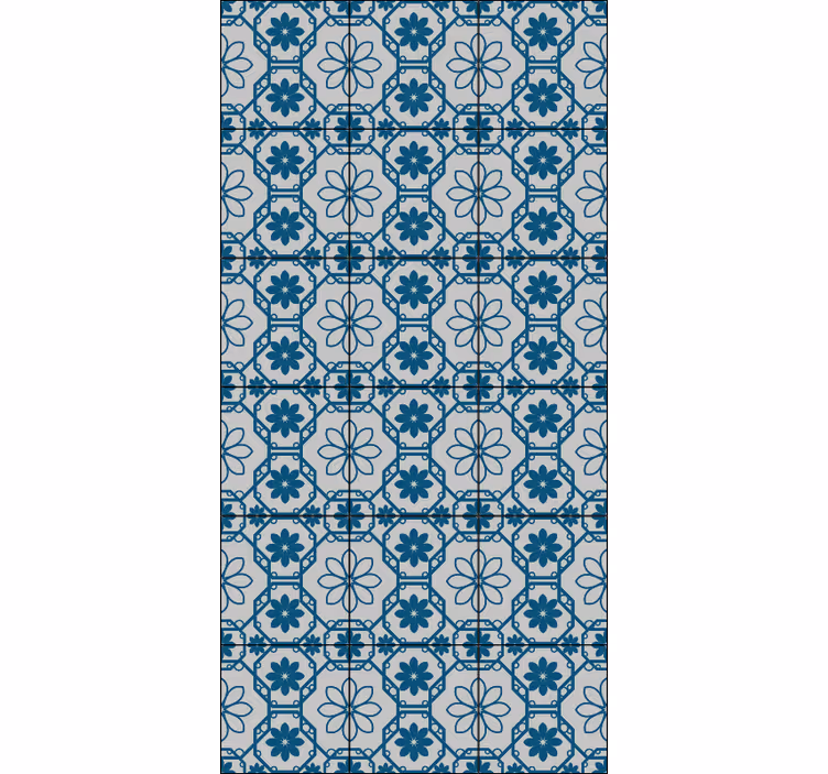 Estore de rolo azul azulejo floral mosaico - TenStickers