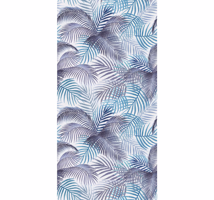 Estore de rolo azul folhas e palmas - TenStickers