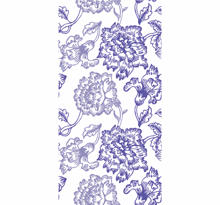 Estore de rolo azul padrões florais elegantes - TenStickers