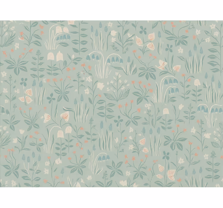 Estore de rolo azul floral escandinavo - TenStickers