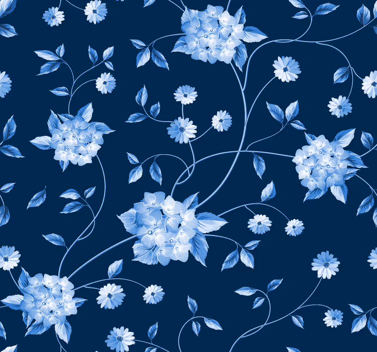 Estore de rolo azul e hastes de flores - TenStickers