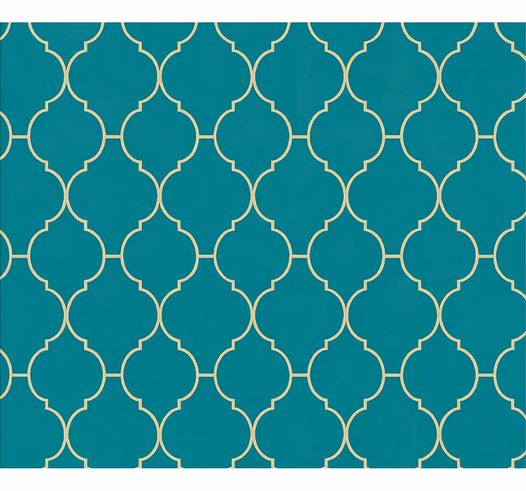 Estore de rolo azul com padrão dourado e turquesa - TenStickers