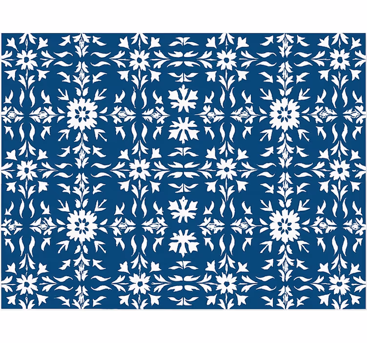 Estore de rolo azul padrão de azulejos brancos - TenStickers