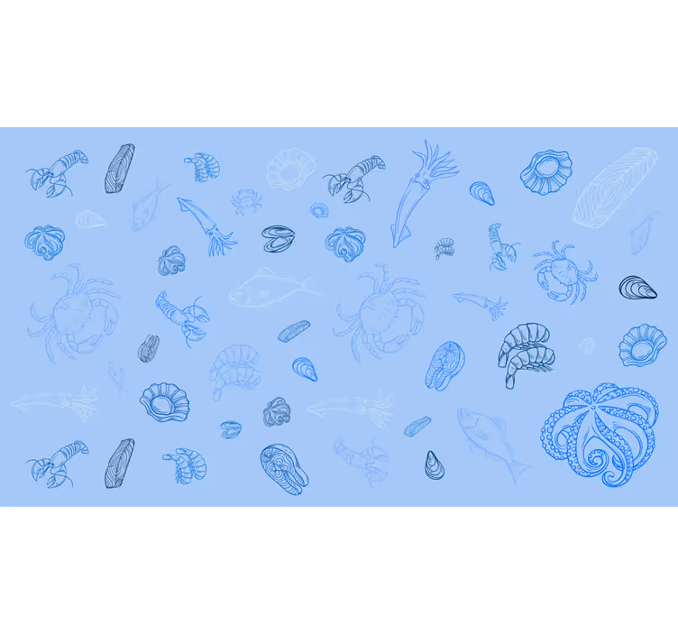 Estore de rolo azul com estampa de frutos do mar - TenStickers
