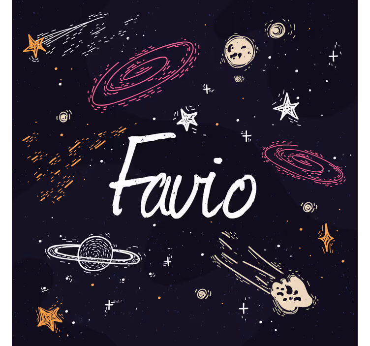 Estore de rolo azul galáxia com nome personalizável - TenStickers