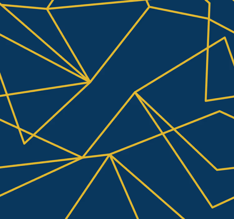 Estore de rolo azul com linhas geométricas douradas - TenStickers