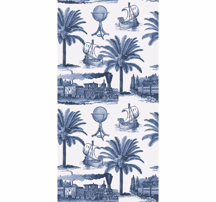 Estore de rolo vintage com padrão vintage francês azul - TenStickers