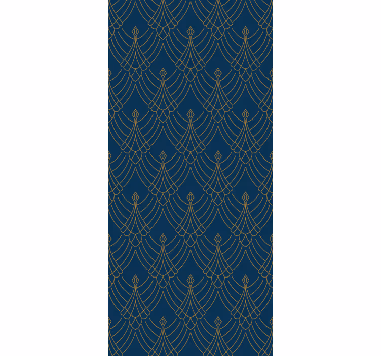 Estore de rolo vintage estilo arte azul e ouro - TenStickers