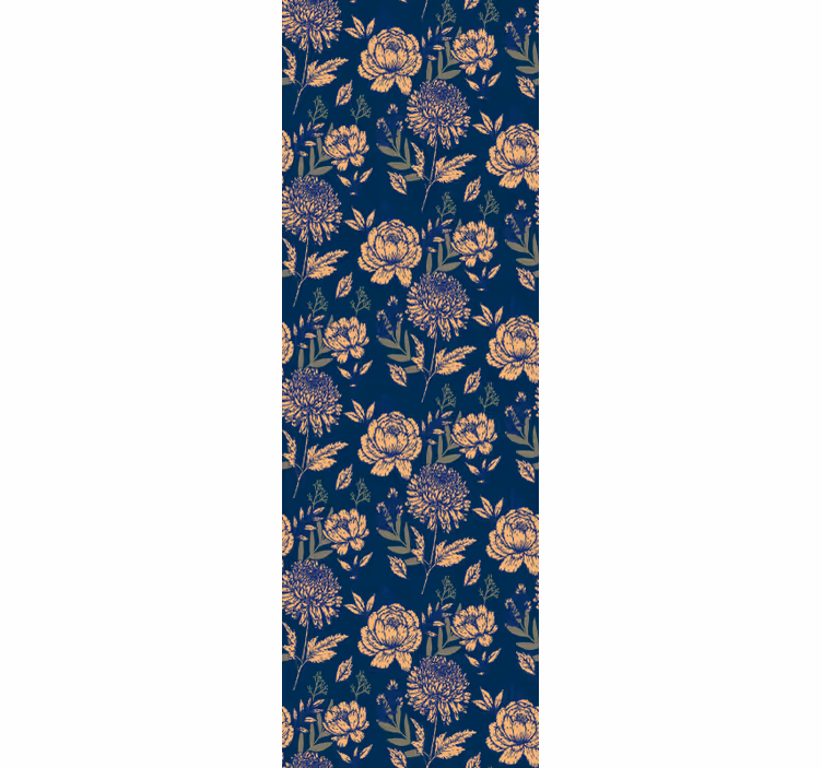 Estore de rolo vintage padrão azul e amarelo provincial - TenStickers