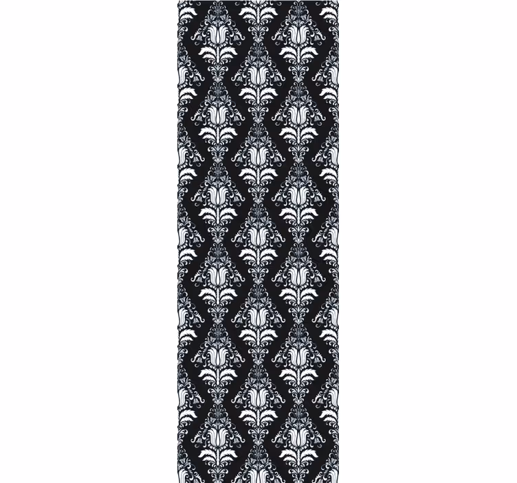 Estore de rolo vintage padrão preto e branco provincial - TenStickers